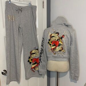 Ed Hardy Life Before Honor/Love Kills Slowly Jogger Set